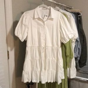 NWT Abercrombie Easy Waist Tie Waist Dress White Size Large